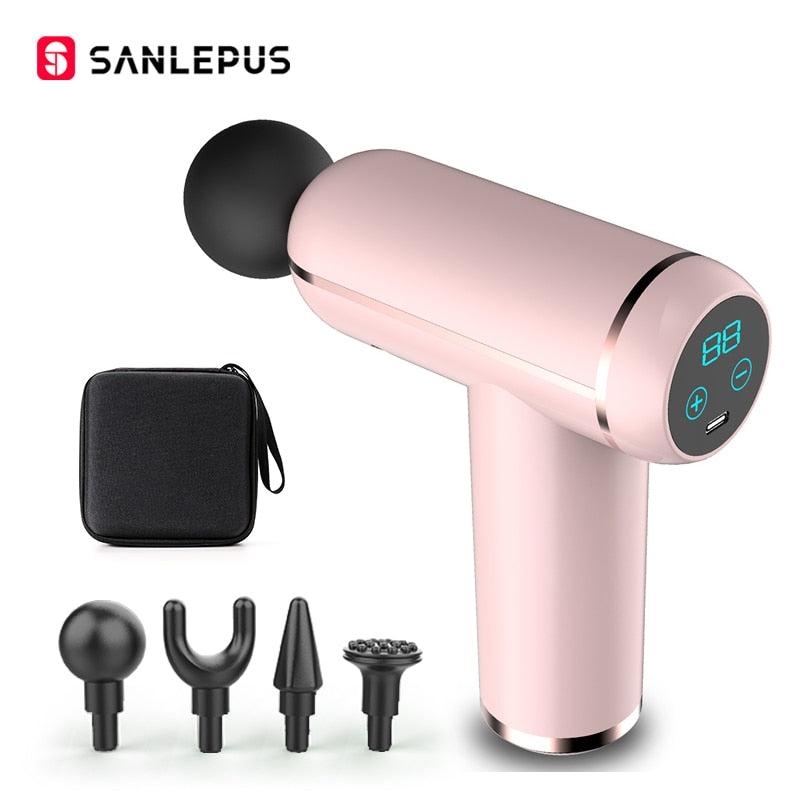 SANLEPUS Portable LCD Massage Gun For Body Neck Back Electric Percussion Massager Deep Tissue Muscle Relaxation Fitness Slimming