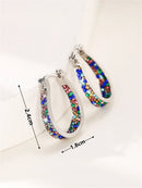 Huitan Colorful CZ Hoop Earrings Women Fashion Ear Hoop Accessories Luxury Bridal Wedding Earrings Statement Jewelry Drop Ship