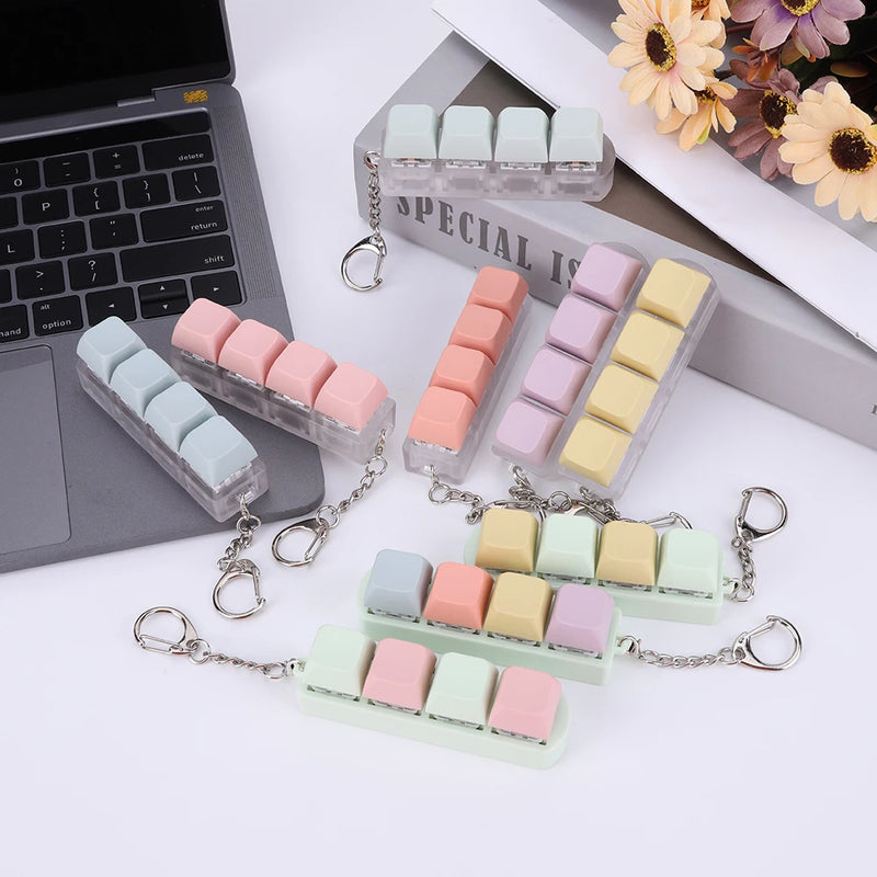 4 Keys Mechanical Keyboard Axis Tester DIY Keycaps Stress Relief Toy Finger Calming Fidget Keyborad Button Office Toy Keychain