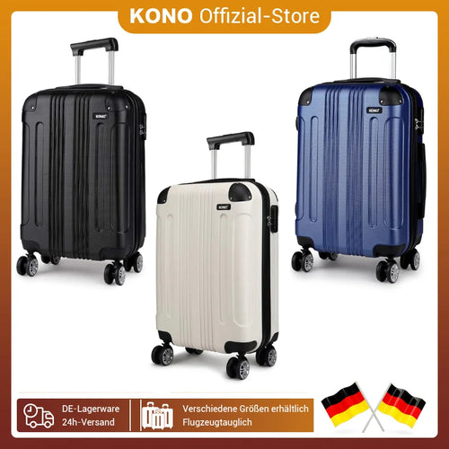 KONO Suitcase Lightweight hard case trolley suitcase with 4 twin wheels & TSA lock ABS material