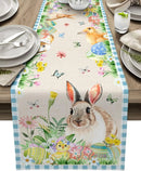 Easter Rabbit Eggs Linen Table Runner Dresser Scarves Table Decor Farmhouse Kitchen Dining Table Runner Easter Decorations