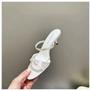 2025 Women's Summer New Fashion Square Toe Simple Solid Color Slippers Outdoor Peep Toe Casual Banquet Party Women Sandals Mujer