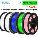 SUNLU 5KG 3D Filament PLA/PLA PLUS/PETG/ABS Filamnet 1.75mm 5Roll 1KG Neatly Wound 3D Printer Filament for 3D Printer