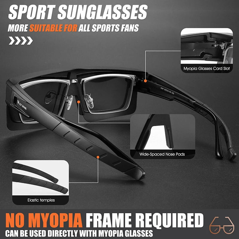 WEST BIKING Fit Over Myopia Glasses Cover Sunglasse Polarized UV400 Goggles Outdoor Driving Anti-Glare Photochromic Sun Glasses