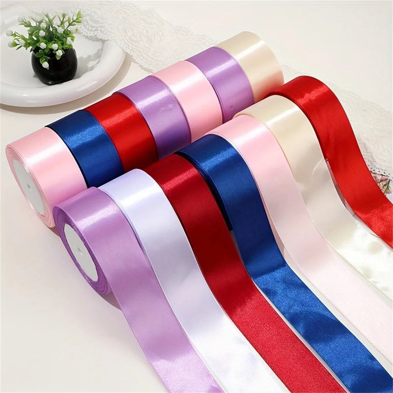 1 Piece of 4 cm Wide 22 M Long Multi-color Silk Ribbon Ribbon Hand-webbing Polyester Belt Gift Box Ribbon Floral Ribbon