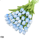 12pcs Artificial Tulip Latex Real Touch For DIY Bouquets Wedding Party Mother's Day Easter Spring Home Dining Decoration