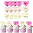 10pcs Acrylic Heart Shaped Cake Topper for Valentine's Day Wedding Party Cake Decoration Supplies