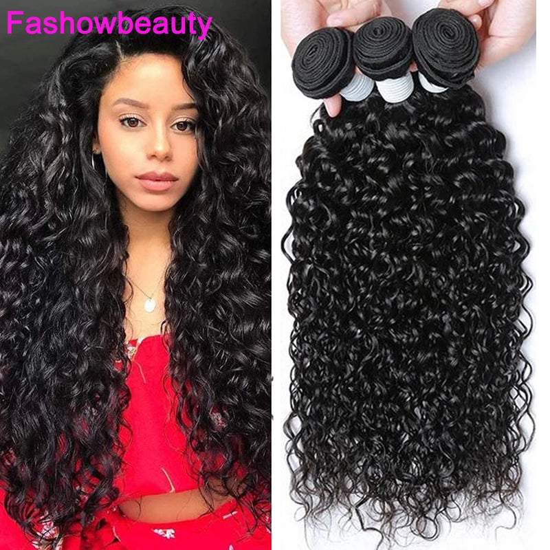 Brazilian Water Wave Hair Bundles 1/3 Pieces Real Natural Human Hair Bundles 10A 12-32 Inch Remy Human Hair Extensions For Women