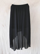 SETWIGG Summer Bohemian Style Dip Hem Long Chiffon Skirts Elastic Waist High Low Long Pleated Asymmetric Chiffon Skirts 15 Color