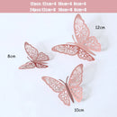 12/24Pcs 3D Butterfies Wall Sticker Gold Rose Gold Silver Butterfly Dragonfly Decal Mural Home Decoration Cake Decor Accessories