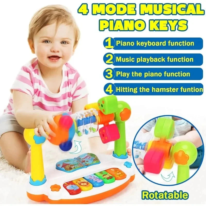 Baby Piano Toys Kids Rotating Music Piano Keyboard With Light Sound Music Toys for Toddlers Early Educational Game Toy Gifts