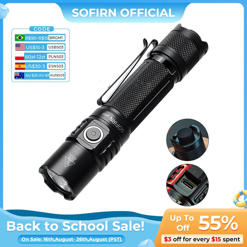 Sofirn SP35T 3800lm Tactical 21700 Flashlight Powerful LED Light USB C Rechargeable Torch with Dual Switch Power Indicator ATR