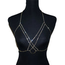 Sexy Shiny Crossed Network Rhinestone Bra Body Chain Exaggerated Women's Crystal Bikini Bra Chain Valentine's Day Gift