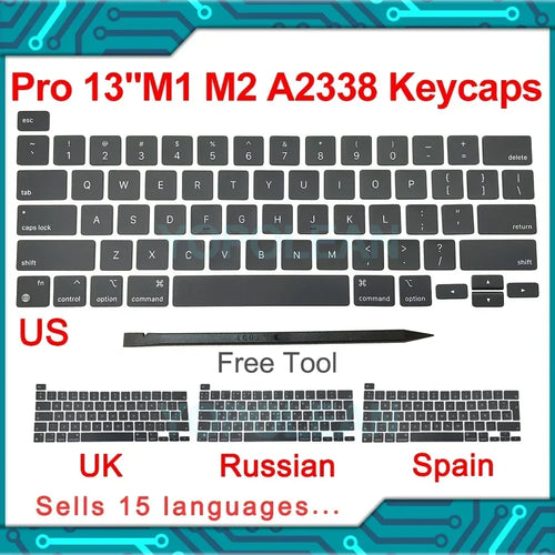 Neue Laptop A2338 Tastenkappen Tasten Tastenkappe Tastatur Russisch RU US UK Französisch Spanien Deutschland Italien für Macbook Pro Retina 13" M1 M2