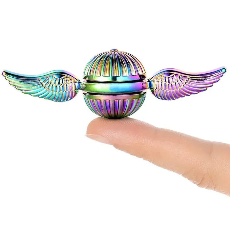 Golden Snitch Fidget Fingertip Gyro Magic Toys with Wings Relief Stress Metal Fidget Spinners Cupid Hand Spinners Rainbow