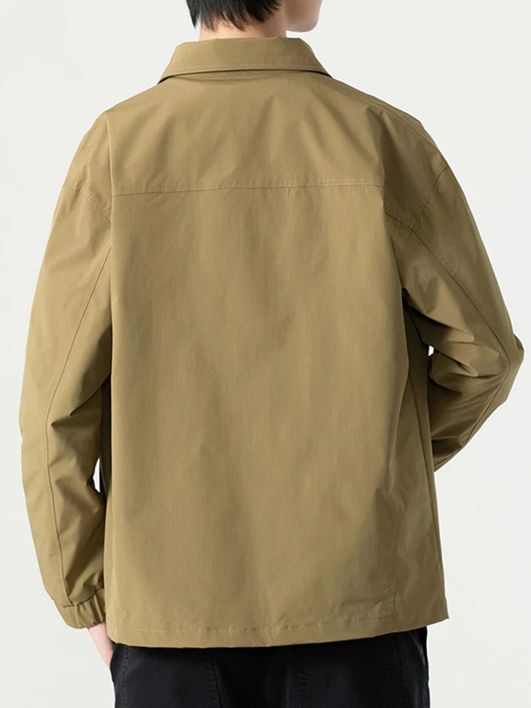 2023 New Shirts Collar Men's Jacket Chest Pockets Single Breasted Waterproof Men Windbreaker Casual Jacket Coats Plus Size 8XL
