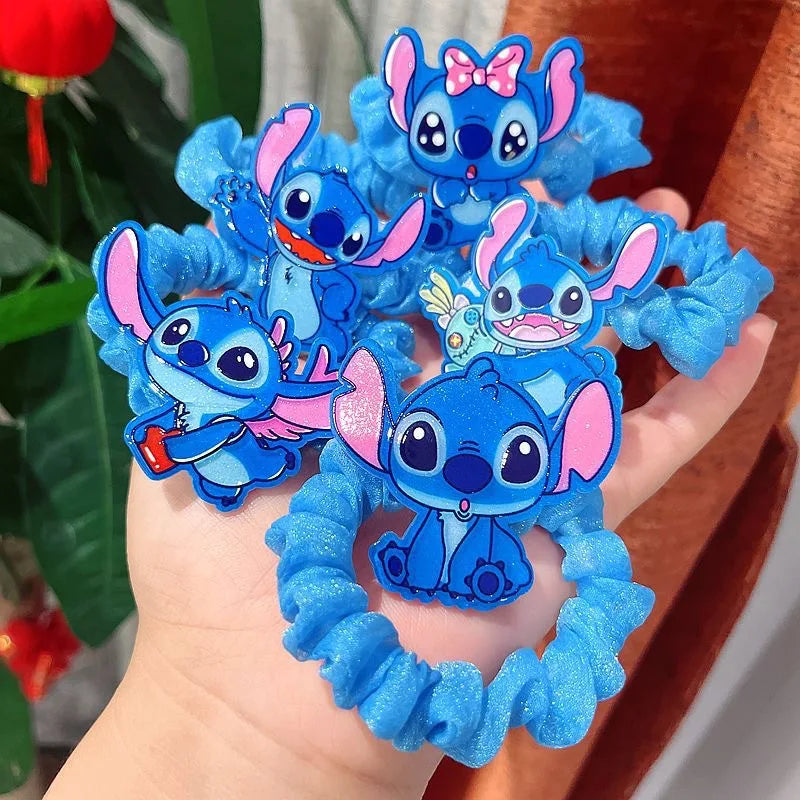 1/5/10pcs Disney Anime Lilo & Stitch Hair Bands Kawaii Stitch Hairpin Cartoon Rubber Band Hair Accessoires Girl Gifts Toy