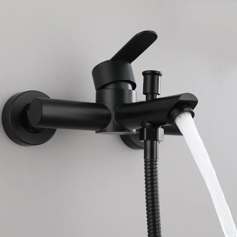 304 Stainless Steel Bathroom Faucet Shower Black Faucet Wall Mounted Bathtub Shower Mixer Tap Shower Faucet Mixer Taps