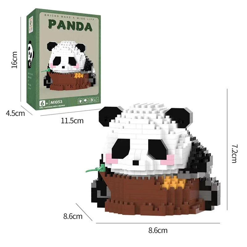 Creative Chinese Giant Panda Building Blocks Flowers Cute Puzzle Assembled Children’s Birthday Gift Casual Assembled Toy