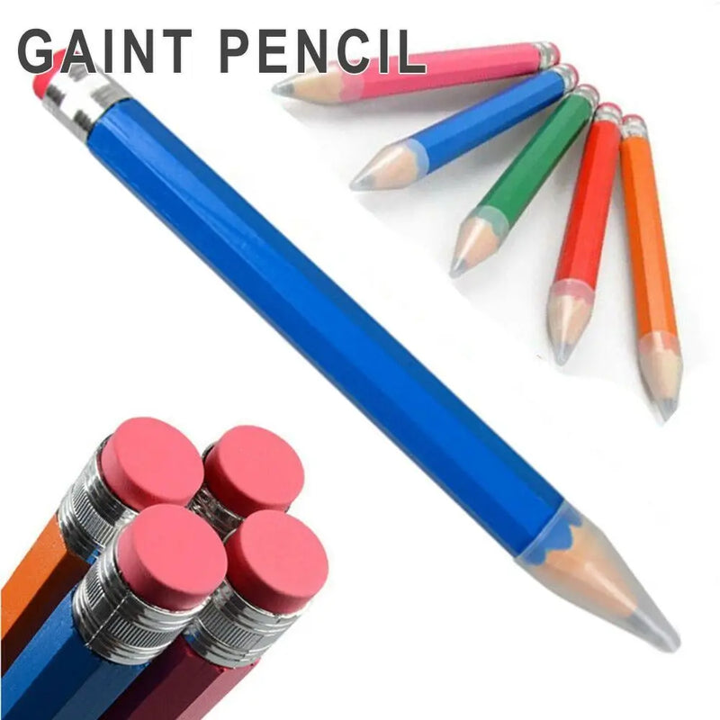 Wooden Giant Pencil Large Wood Pencil Huge Pencil Fun Gift Novelty Toy Creative Stationery With Eraser