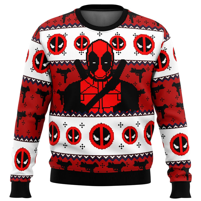 2024 Autumn/Winter New Fashion Street Sports Tops Christmas Sweater Deadpool Jolly Red Guy Hot Sale O-Neck Pullover Santa Claus