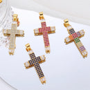 Juya DIY Luxury 18K Real Gold Plated Catholic Christian Cross Charms For Handmade Religious Talisman Pendant Jewelry Making