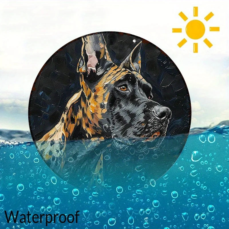 1pc Great Dane Aluminum Sign - UV Resistant & Waterproof 8" Round Wall Art for Dog Lovers - Home Decor Gift