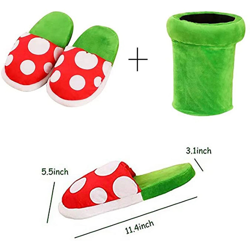 Plants Plush Home Wear Slippers Cannibal Flower Shape Cosplay Shoes/Dot Pattern Slippers Loafer With Pipe Pot Holder For Adults