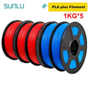 SUNLU 5KG 3D Filament PLA/PLA PLUS/PETG/ABS Filamnet 1.75mm 5Roll 1KG Neatly Wound 3D Printer Filament for 3D Printer