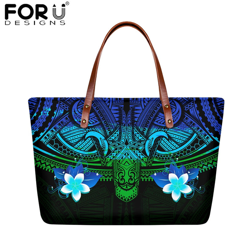 FORUDESIGNS High Quality Women Handbag Polynesian Pattern Hibiscus Flower Printing Personal Luxury Female Shoulder Bolsas