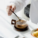 Simple coffee mug set Tea cups 250ml Office Glass Water Mug Casual Afternoon Tea Cup with tray Spoon Kung Fu Beverage Mug