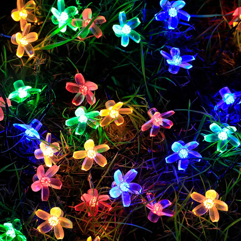 Led Cherry Blossom String Lights Battery Powered Flower Blossom Garland Fairy Lights Waterproof Outdoor Christmas Holiday Lights