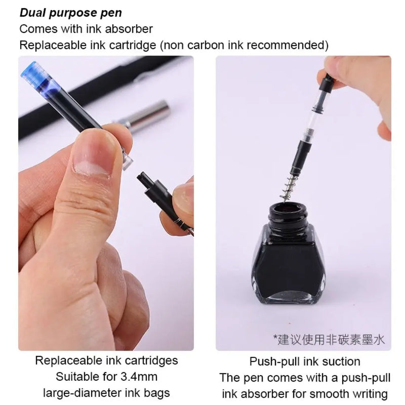 0.38mm Retractable Press Type Fountain Pen Creative Metal  Ink Pen Students Gift Nib Converter Filler Pen School Office Supplies