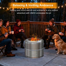 UNHO 19 Inch Smokeless Fire Pit for Outdoor Wood Burning,  Portable 304 Stainless Steel Camping Stove , Perforated  Fireplace