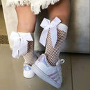 Baby Girls Kids Mesh Socks Bow Fishnet Stockings Ankle High Lace Fish Net Vintage Short Sock Cute Fashion Parent Child Socks