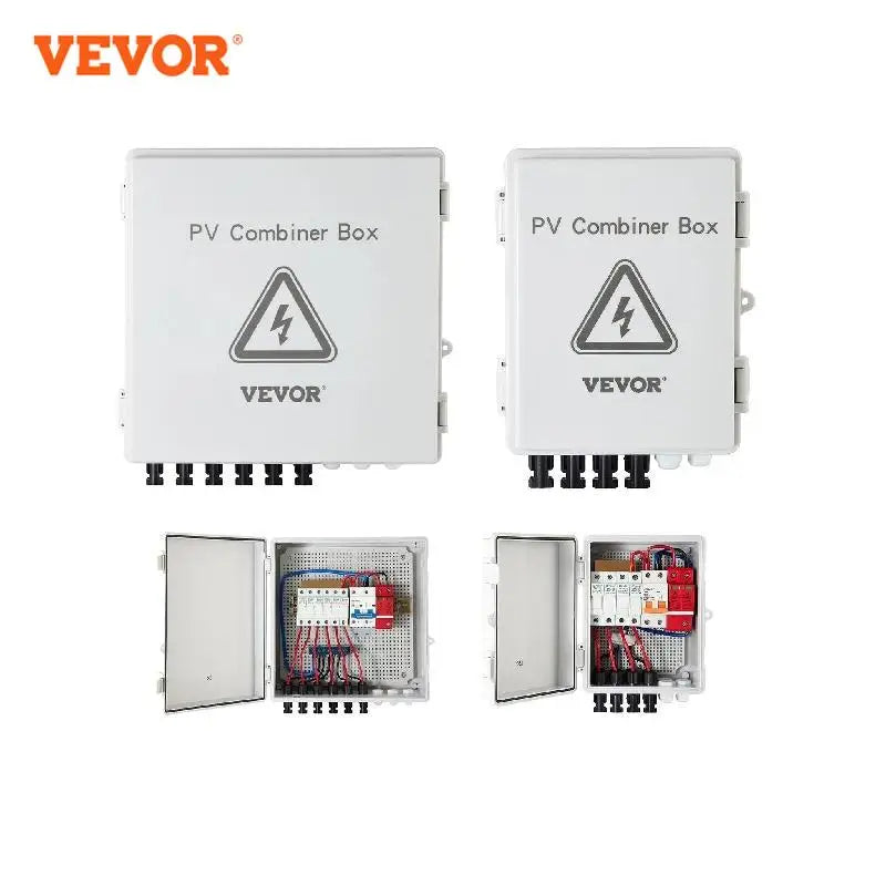 VEVOR PV Combiner Box 4 String 6 String IP65 Waterproof Lightning Protection Circuit Breaker for On/Off Grid Solar Panel System