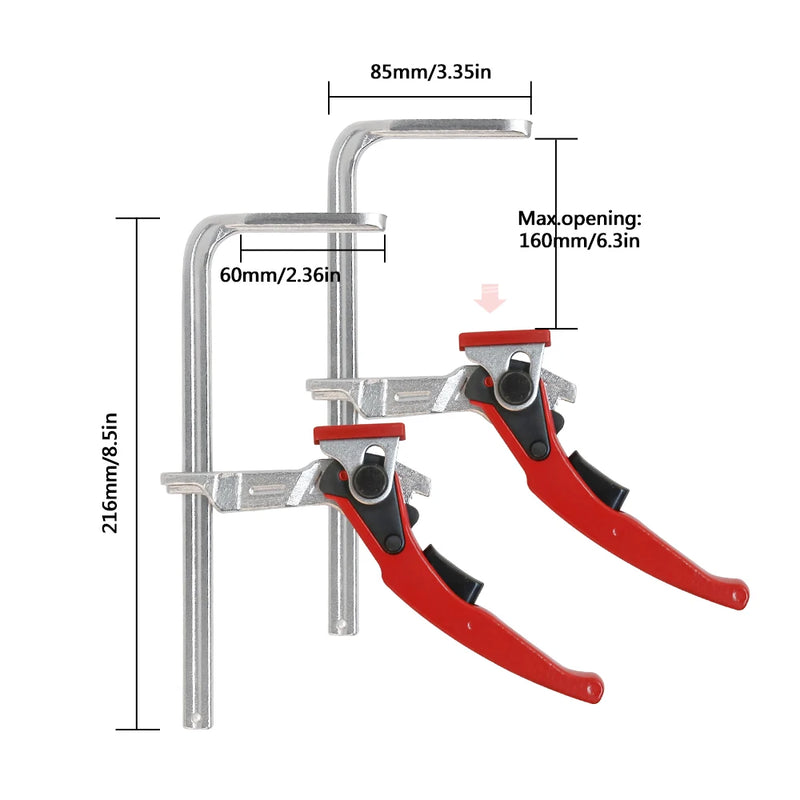 2PC Alloy Steel Upgrade Quick Ratchet Track Saw Guide Rail Clamp MFT Clamp for MFT Table and Guide Rail System Woodworking Clamp