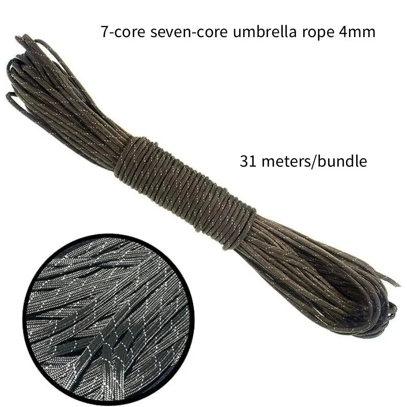 31m Handwoven Seven Core Umbrella Rope 4mm Diameter Outdoor Camping Emergency Tent Fixed Rope Clothesline DIY Bracelet Rope