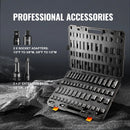 SucceBuy 3/8" & 1/2" Drive Impact Socket Set 59 PCS Socket Set SAE 5/16" to 1-1/4" Metric 6-32mm 6 Point Cr-Mo Alloy Steel Set