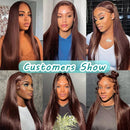 13x4 Brown Lace Front Human Hair Wigs Pre Plucked With Baby Hair Chocolate Color Bone Straight Human Hair Lace Frontal Wigs