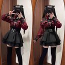 Harajuku Sweet Bow Black Plaid Dresses All-match Slim Fit Kawaii Lolita Dress for Women Autumn New Long Sleeve Vestidos De Mujer