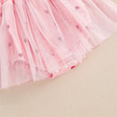 Newborn Clothes Baby Girl Autumn Romper Dress Long Sleeve Crew Neck Red Heart Print Jumpsuit with Bow Headband