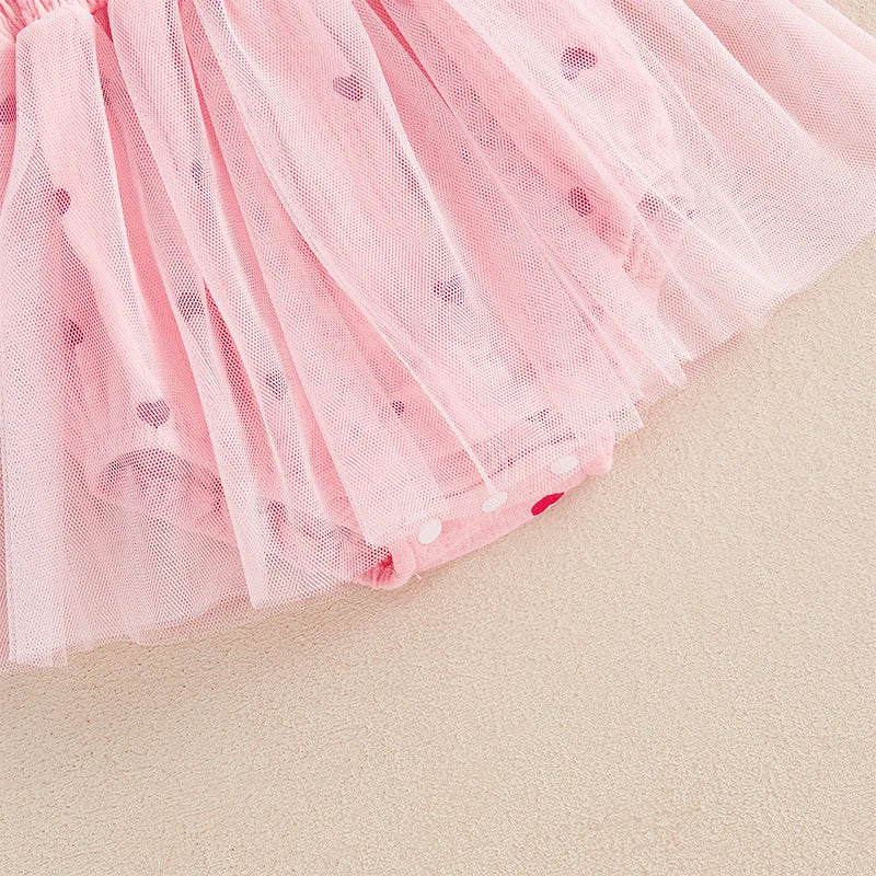 Newborn Clothes Baby Girl Autumn Romper Dress Long Sleeve Crew Neck Red Heart Print Jumpsuit with Bow Headband