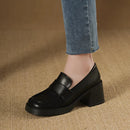 2025 New Comfortable Waterproof Platform Thick Heel Casual Women's Shoes Fashionable Round Toe Cover High Heel Single Shoes