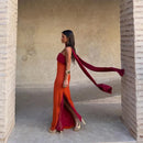 The Amalfi Hour | Colour-Block Scarf-Collar Maxi Dress