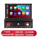 1 din Car Radio Android Carplay Auto Universal 7" IPS Retractable Screen gps Navigation 1 Din Android 13 Multimedia Video Player