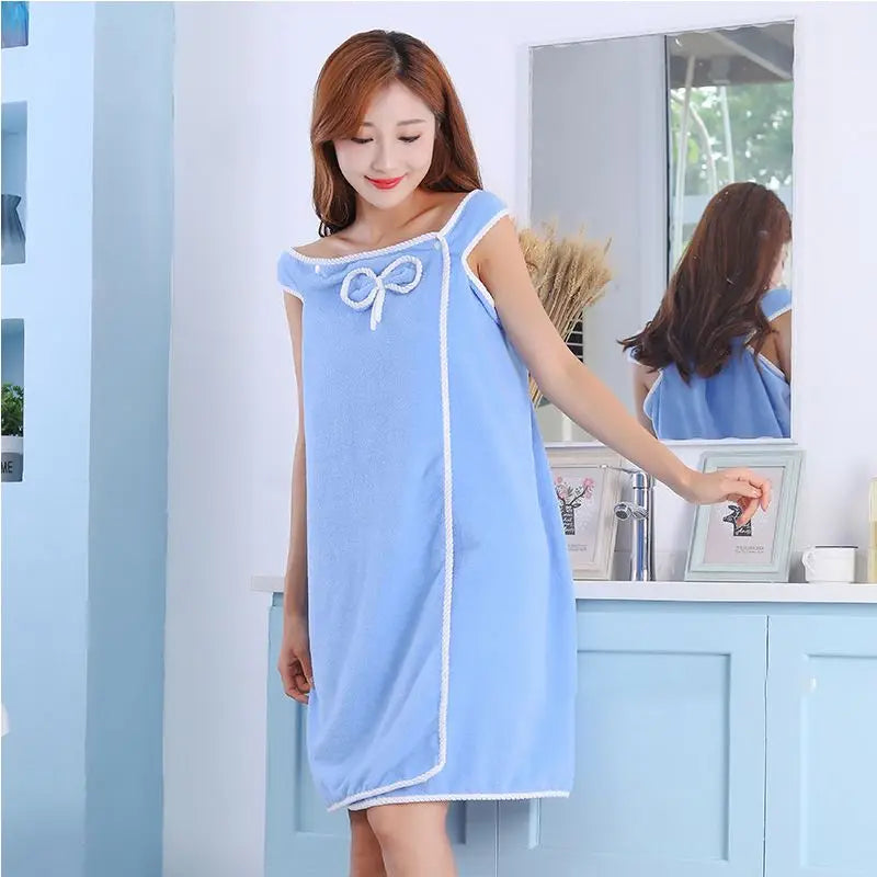 Women Large Bathrobe Quick Dry Wearable Microfiber Soft Bathrobes Plush Thick Absorbent Winter Night Sleepwear Dressing Gown