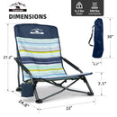Tisetrail Portable Beach Chair For Adults Low Back Sling Chair With Cup Holder Folding Mesh Sand Chair Lightweight Lawn Chair Fo