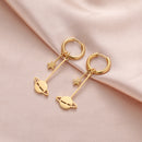 Skyrim Stainless Steel Gold Color Hoop Earrings Women Heart Star Saturn Pendant Tassel Earrings Fashion Jewelry Christmas Gift