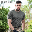 HAN WILD Multicam T-Shirt Oberteile Taktische Hemden Sommer Unifarbenes Shirt Herren Combat Kurzarm Schnelltrocknende Camping Wanderkleidung